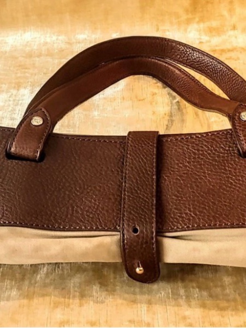 Burberry Beige Canvas Tote with Brown Leather Trim - Picture 2 of 9